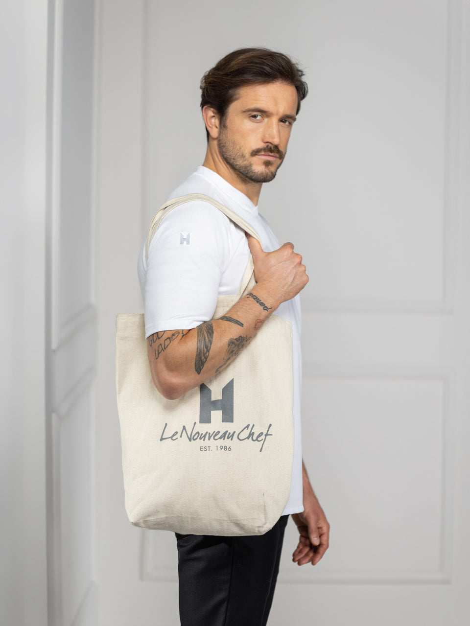 Gray Canvas Shopper Bag Grey Le Nouveau Chef